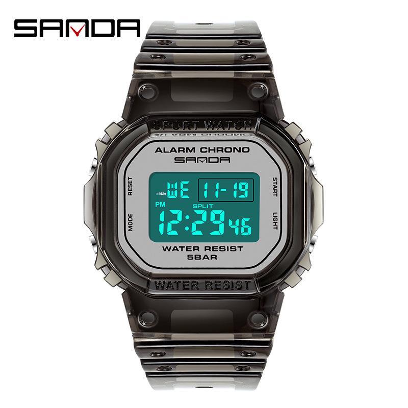 Sanda Transparent Strap Multifunctional Luminous Waterproof Sports Watch