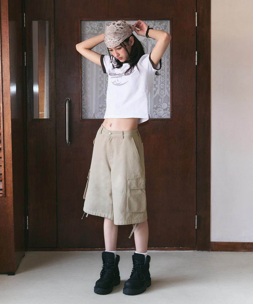 Ledeoli Studded Cotton Cargo Bermuda Pants [2 Colors]