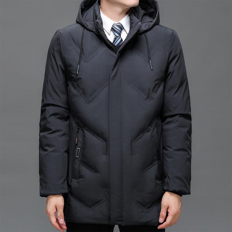 

Мужские зимние ветрозащитные теплые куртки, толстые теплые парки с капюшоном, длинное пальто, мужская одежда, повседневные ветрозащитные плащи с большим карманом L серый