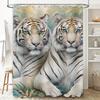 Whitened Tiger Printed Shower Curtain Waterproof Bathroom Decor Fabric Shower Curtains Set for Home Decoration