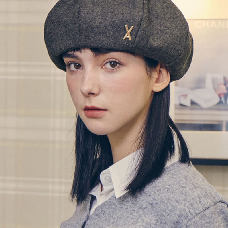 

VARZAR VA Восьмиугольный шерстяной берет с шипами Серый FREE