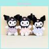 Adorable Kuromi Plush Toy With Cute Checkered Skirt Perfect Keychain Accessory