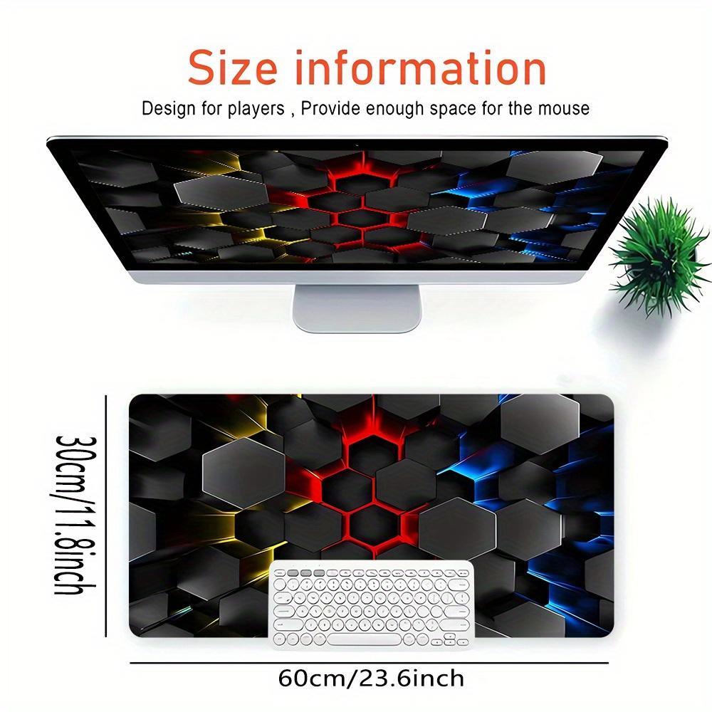1pc Large Gaming Mouse Pad, UV Reactive Non-Slip Desk Mat, Washable PolyesterHexagon, Neon, SpectrumComputer Pad with Vibrant Game Machine P