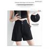 Women's Black Denim High-Waist A-Line Shorts - Spring 2026, Slimming, Plus Size, Trendy, Loose Fit.