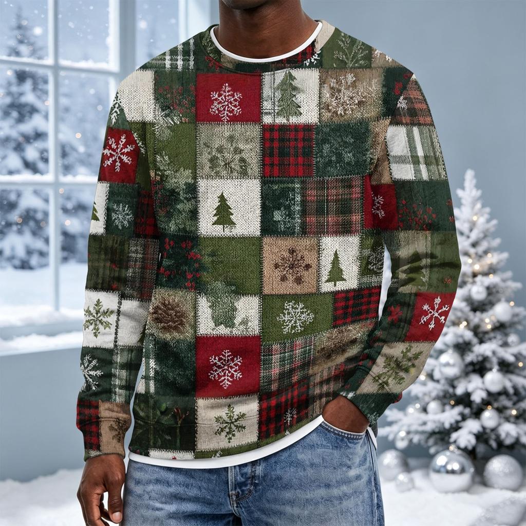 Men's Christmas Hoodless Neck Pullover Sweatshirt, for Him
