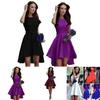 Fashion Women Sleeveless Asymmetric Hem Casual Sundress In Elegant Pure Color