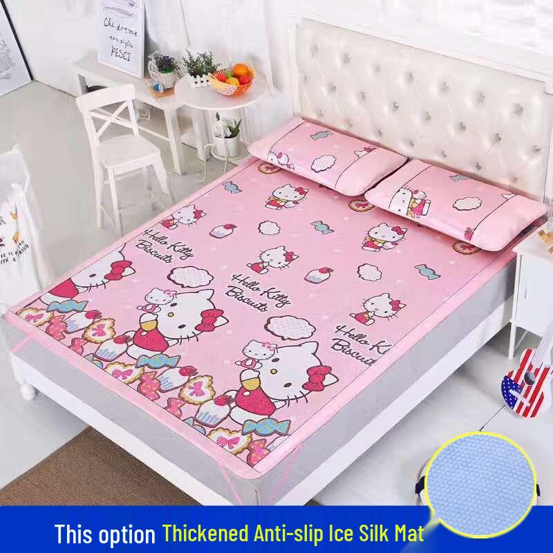 Washable Ice Silk Cool Pillowcase 48x74cm - Breathable, Sweat-Absorbent Summer Rattan Mat for Students