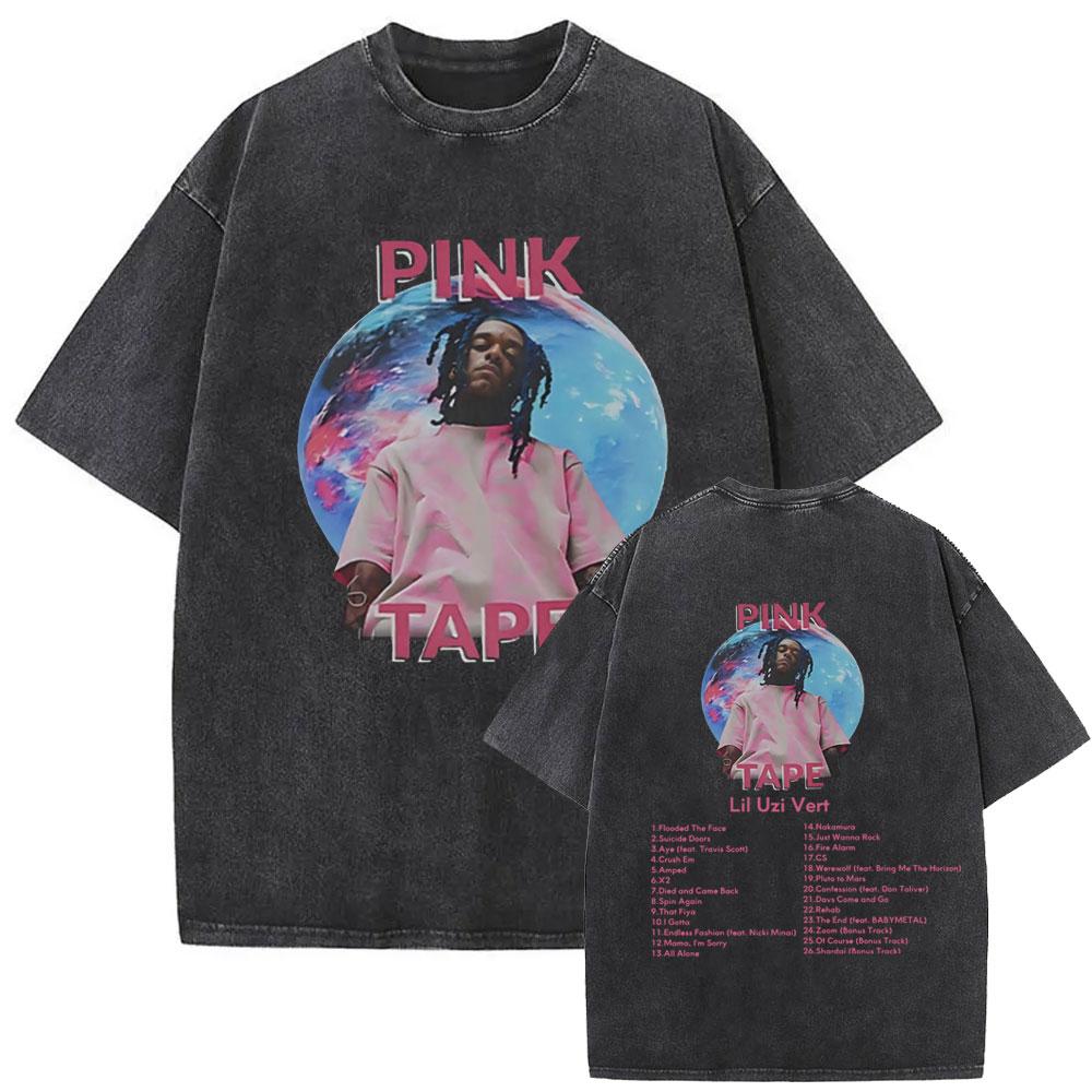 Washed Vintage Rapper Rapper Lil Uzi Vert Graphic T-shirt Men Women Hip Hop Retro Pop Music Streetwear Casual Oversized T Shirts S
