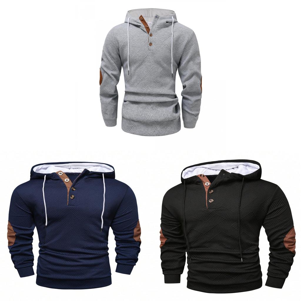Casual Mens Hooded Sweater With Jacquard Knit For Spring Urban Wear