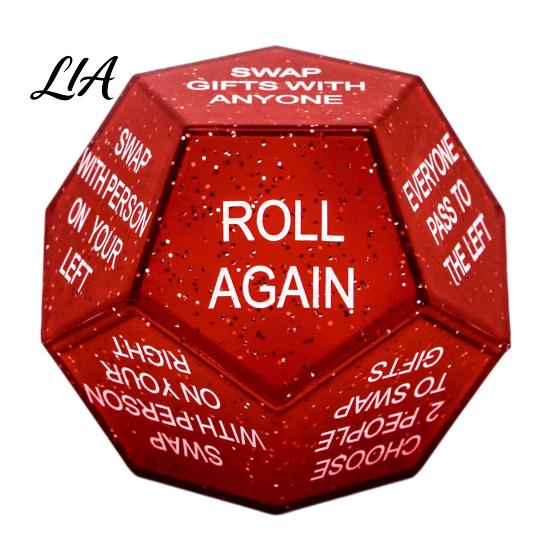 Holiday Stocking Stuffers Santa Swap Gift Exchange Dice, 12-Side Glitter Game Christmas Stuffers, Ideas Secret Party Favors Dice for