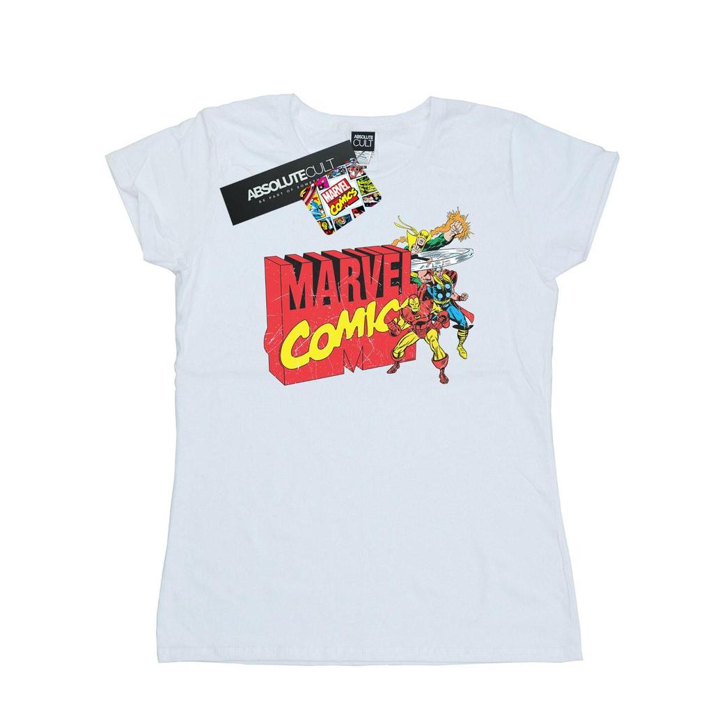 Marvel Comics Dámské/dámské bavlněné tričko Vintage Logo Blast