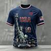 Męska casualowa, lekka, oddychająca koszulka z krótkim rękawem i okrągłym dekoltem z nadrukiem USA 2026 Design Koszulka na temat piłki nożnej