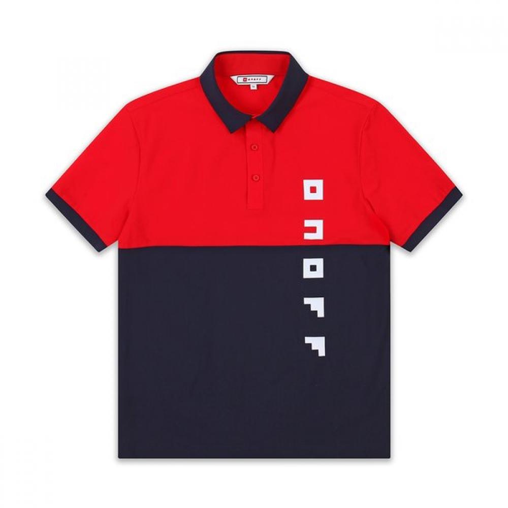 Onoff Men S Block ShorT Sleeve T ShirT Of9612ga Red RED/50