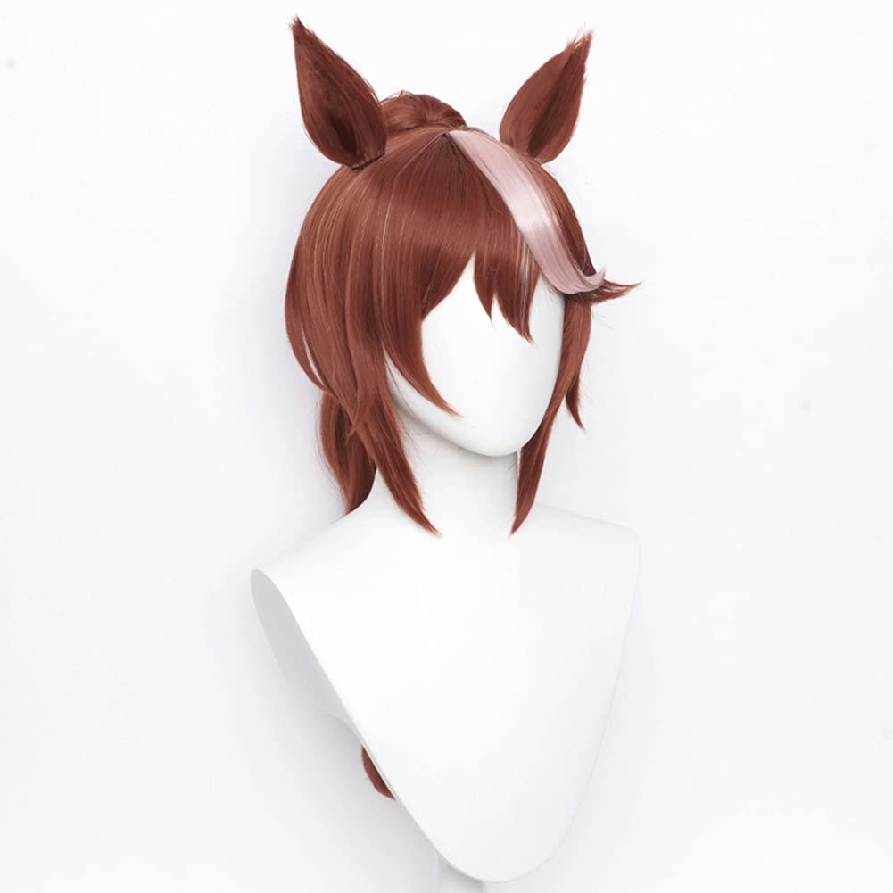 NoryNick Tokai Teio Cosplay Wig with Wig Ears and Tail Net,