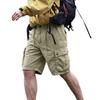 Men Vintage Shorts Cotton Multi Pocket Knee Length Cargo Shorts Streetwear Casual Outdoor Pants