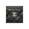 Chanel Doppel-C-Logo Diamantmuster und Litschi-Körnung Leder Handtasche Kartenhalter Geldbörse Damen Schwarz
