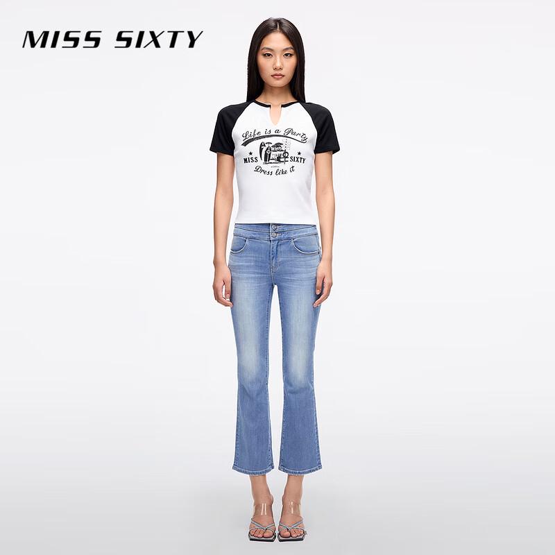 MISS SIXTY Women's High-Waist Cropped Flared Denim Jeans