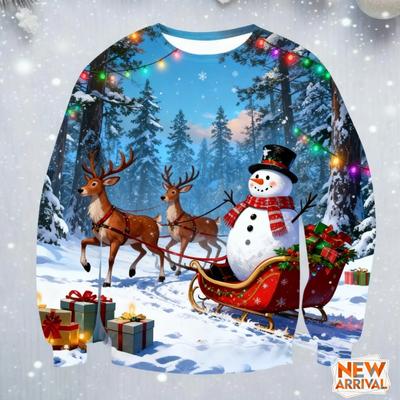 Sudaderas con Patrón de Muñeco de Nieve de Papá Noel Para Hombres Mujeres Jengibre Estampado 3D Jersey Sudaderas con Capucha para Fiesta Festiva Mangas Largas Cuello Redondo Tops