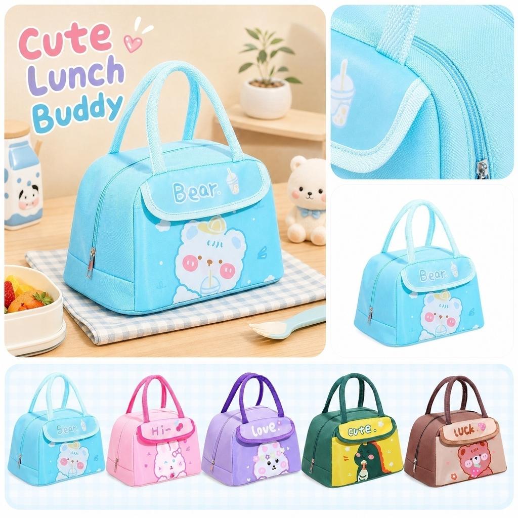 Isolierte Lunchtasche Cartoon T-förmiger Klappdeckel Griff Tragbar Thermische Lunchbox Tasche zur Aufbewahrung und zum Transport von Lebensmitteln