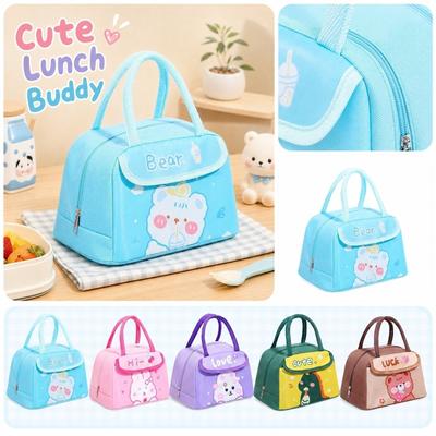 Insulated Lunch Bag Cartoon T-Shaped Flip Top Handle Portable Thermal Lunch Box Tote for Food Storage and Transport