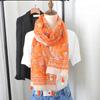 Ethnic Style Blue and White Porcelain Cotton and Linen Scarf, Women's Artistic Shawl, Travel Sunscreen Scarf, Office Shawl