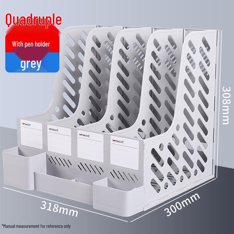 Three-Column Office File Rack: Multi-Layer Thickened Organizer for Study Supplies and Archive Folders