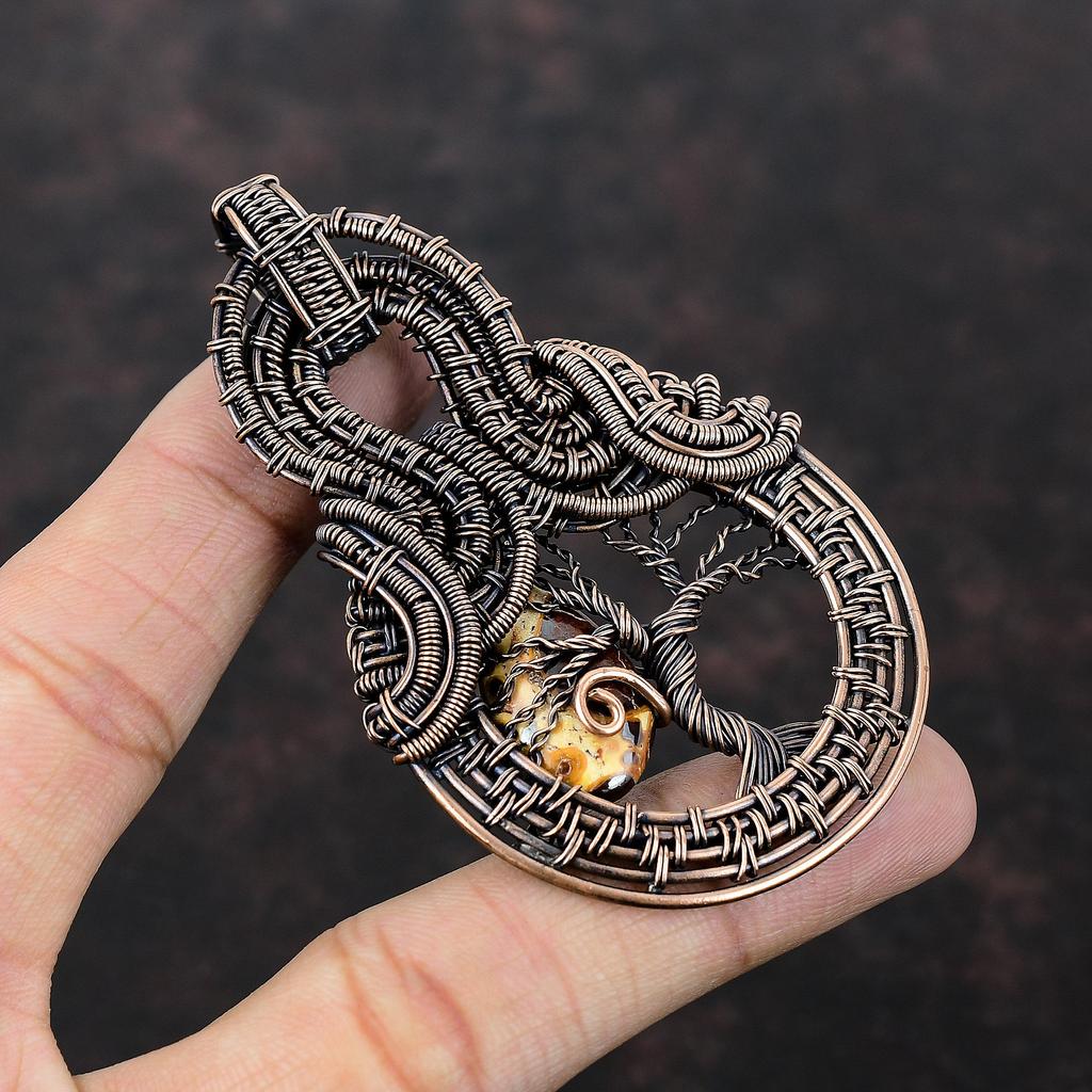 Tree Of Life Bauxite Pendant Copper Wire Wrapped Jewelry Gemstone Handmade Pendant Copper Wire Wrap Pendant Gift For Mother Designer Jewelry