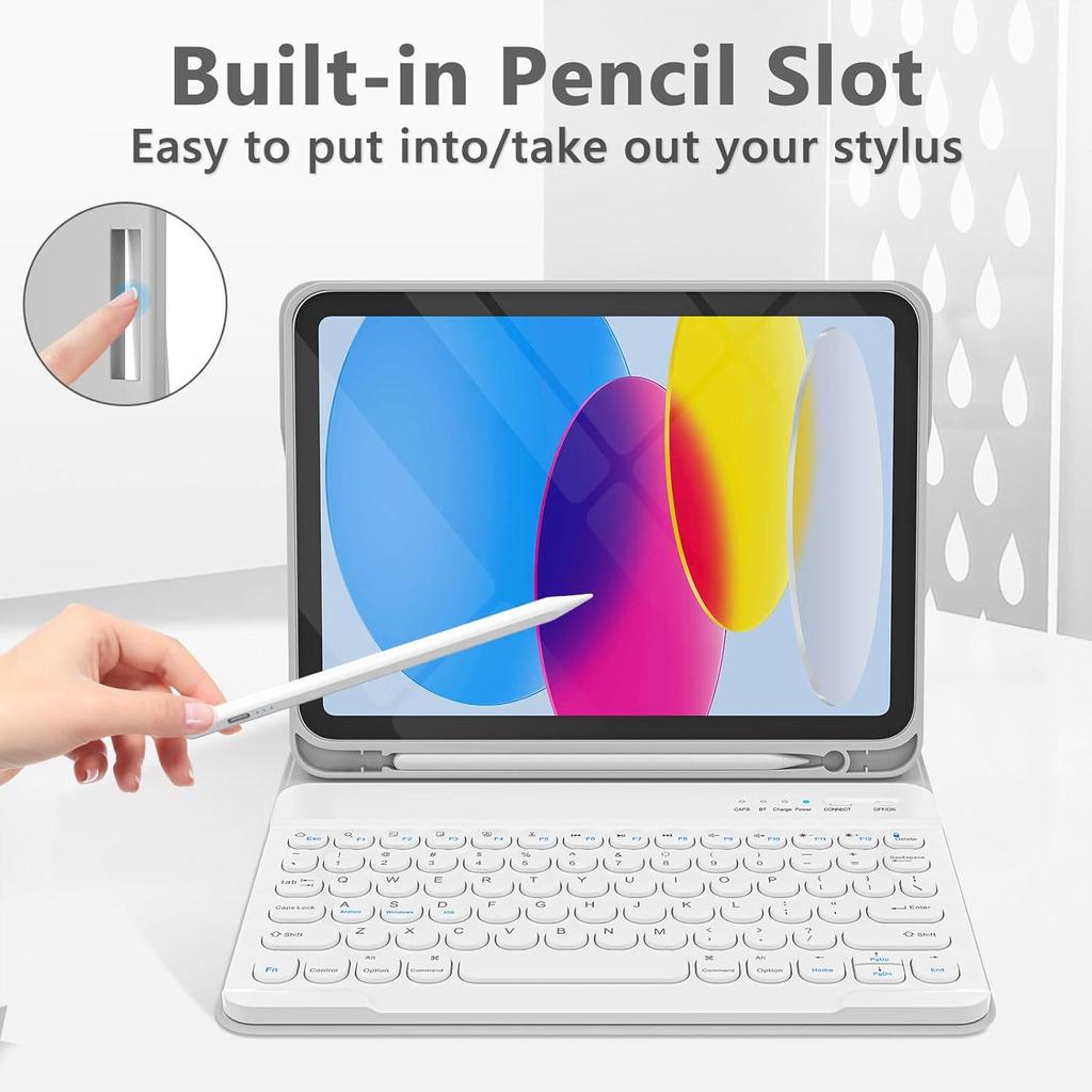 Compatible with Samsung S9FE protective case, S11 leather case, A9 Plus round cap keyboard, and S10FE Plus wireless Bluetooth pen slot.