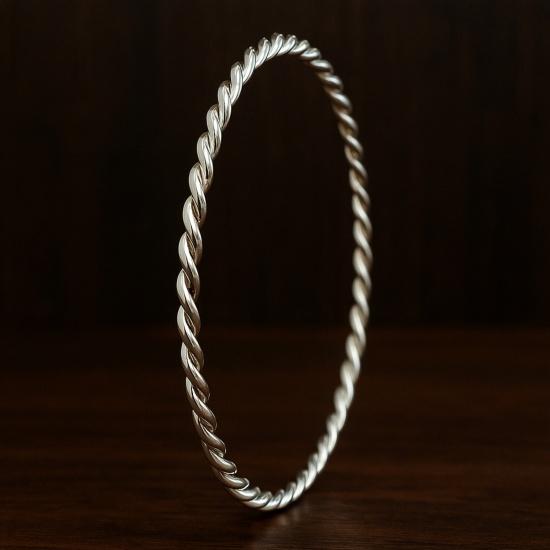 925 Sterlingsilber Gedrehtes Seil Armreif, Handgefertigter Schlichter Alltagsschmuck