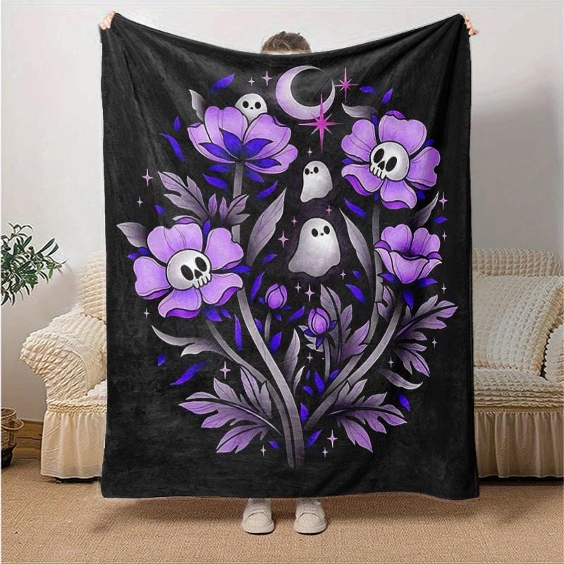 1pc Skeleton Ghost Flower Blanket  Home Decorative 80x120cm