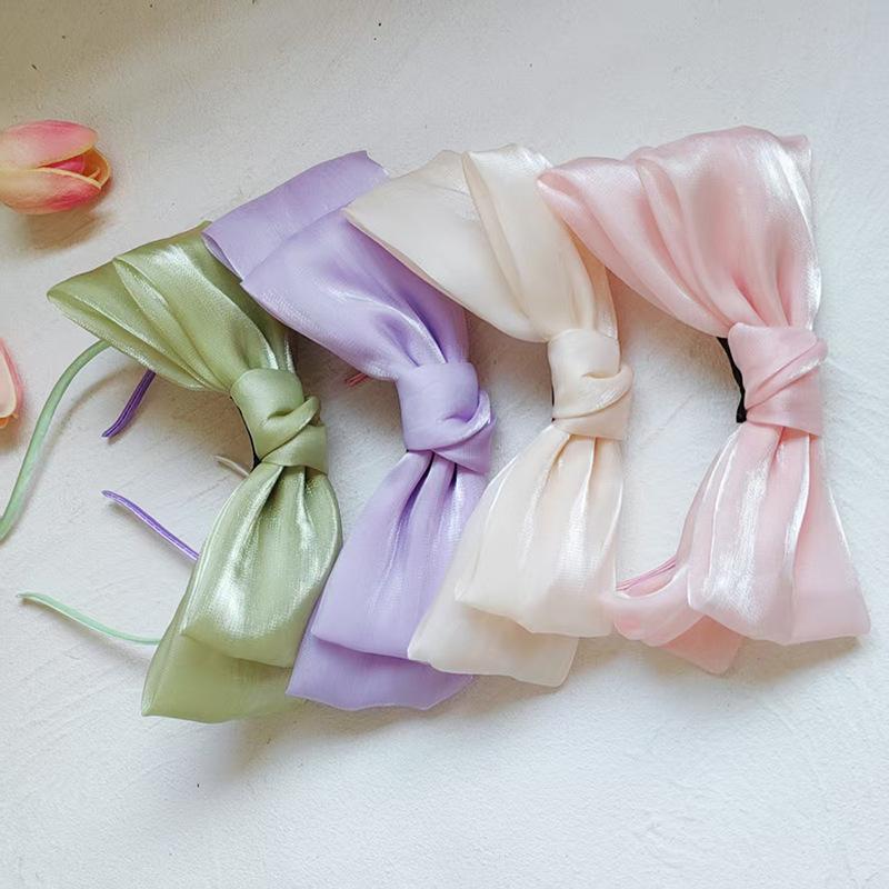 1Pcs Hair Accessories Spring/Summer Girl Glossy Bow Bezel Headband Solid Color Hair Band For Women