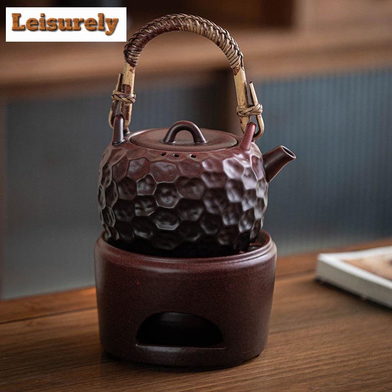 600ML Zen Black Hammer Point Lifting Beam Pot Household Tea Brewing Pot Boiling Water Kettle For Electric Pottery Stove Teaware