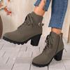 Fashion Women's Casual Block Heel Ankle Boots Lace Up Side Zipper Platform Short Boots Woman 2025 Autumn Comfort Chunky Heel Botas Mujer