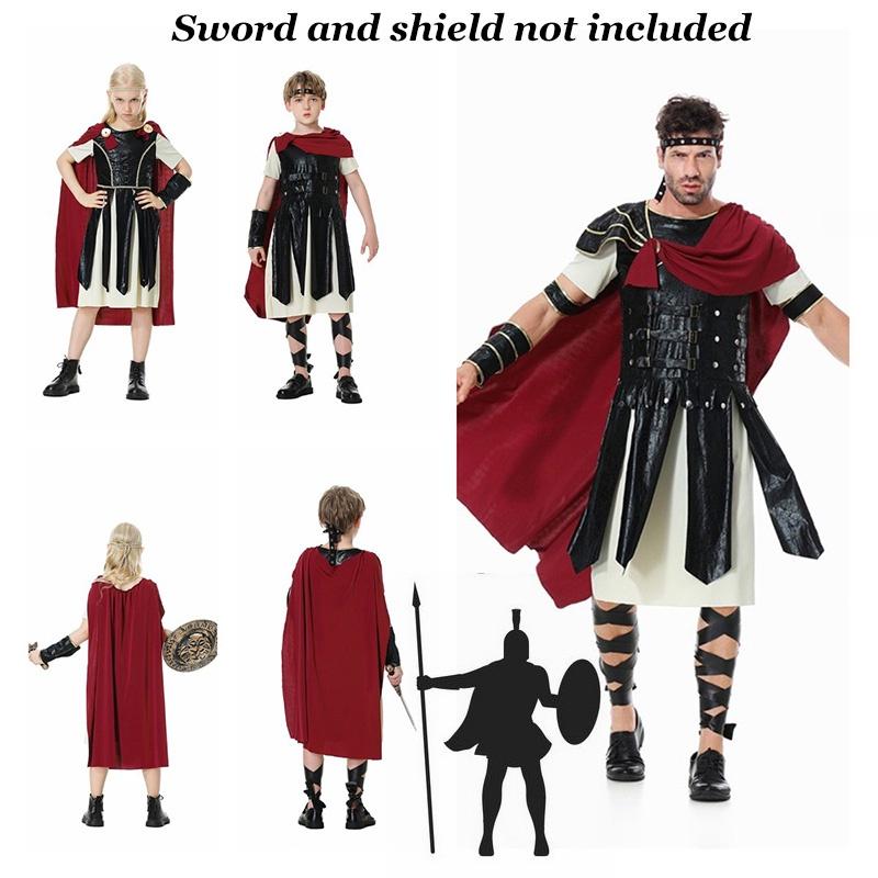 Festa de Fantasia de Halloween Roupa de Família Fantasia de Cavaleiro Soldado Adulto Masculino Cosplay Vestir-se, Personagens de Guerreiro Romano)