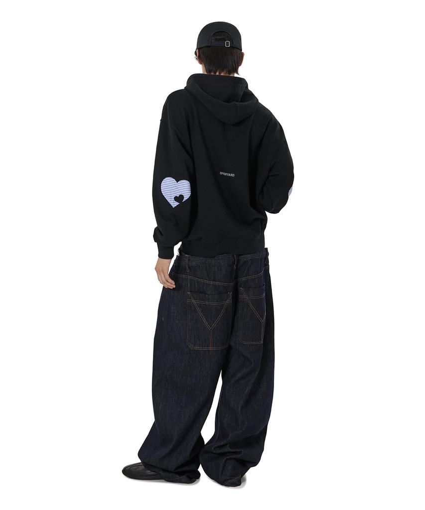 Openyard(Oy) Stripe Patch Hoodie Zip Up - Black