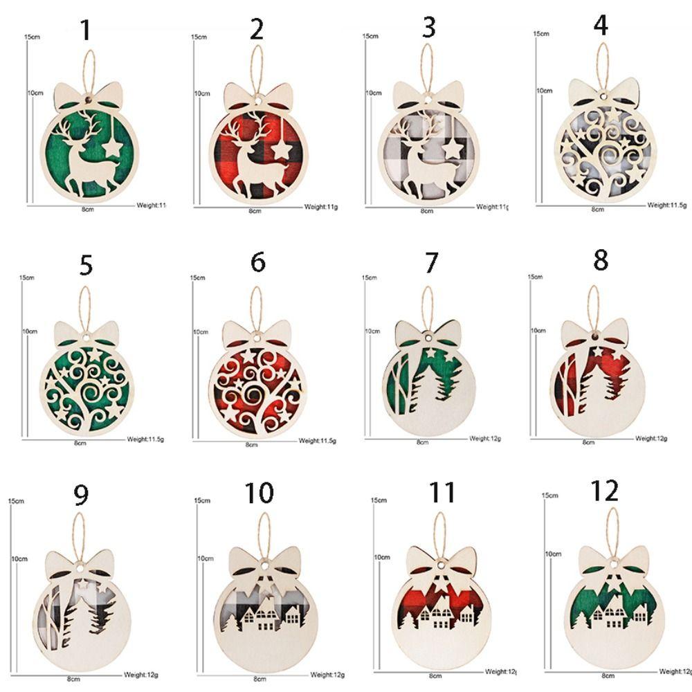 Handmade Christmas Round Pendants Wooden Xmas Tree Hanging Ornaments  Christmas Decor