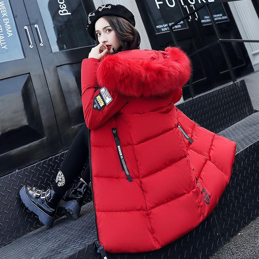 Winter New Thick Plus Size Long Sleeve Cotton Coat Women Korean Style Imported Slim Fit Hooded Printed Cotton Jacket Women