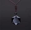 New Fashion Black Obsidian Pendant Necklace Obsidian Star Pendant Lucky Love Crystal Jewelry With Free Rope