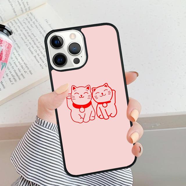 Cute Lucky Cat Phone Case Cover For iPhone 17 Air 16 15 14 Plus Apple 16 11 12 13 Pro Max Coque