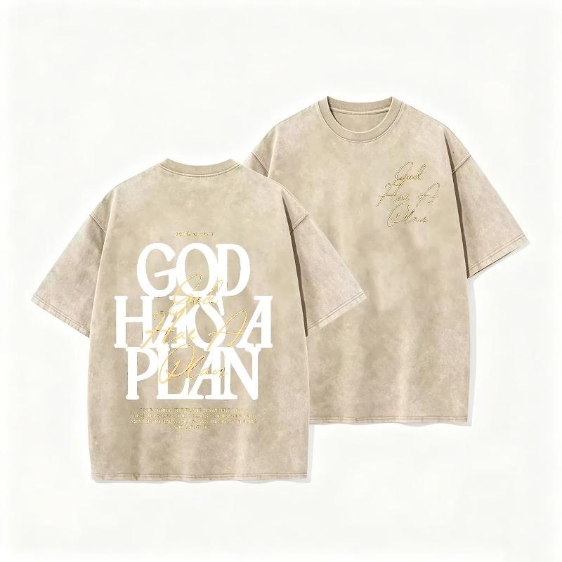 Retro Acid Wash Oversized T-shirt Front Back Bible Verse Inspirational Text Graphic Casual Daily Tops Asian Size
