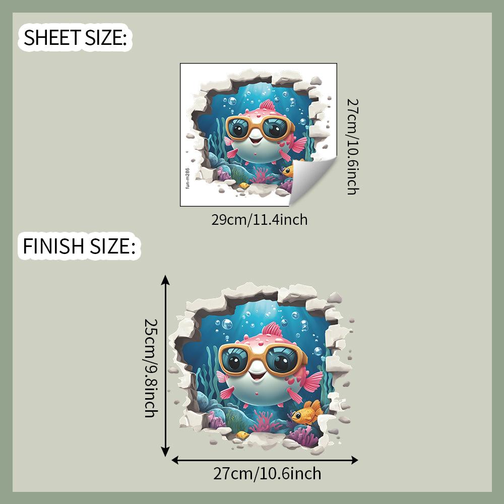 Cartoon Underwater World Small Fish Coral Water Plants Bathroom Toilet Home Beautification Stickers