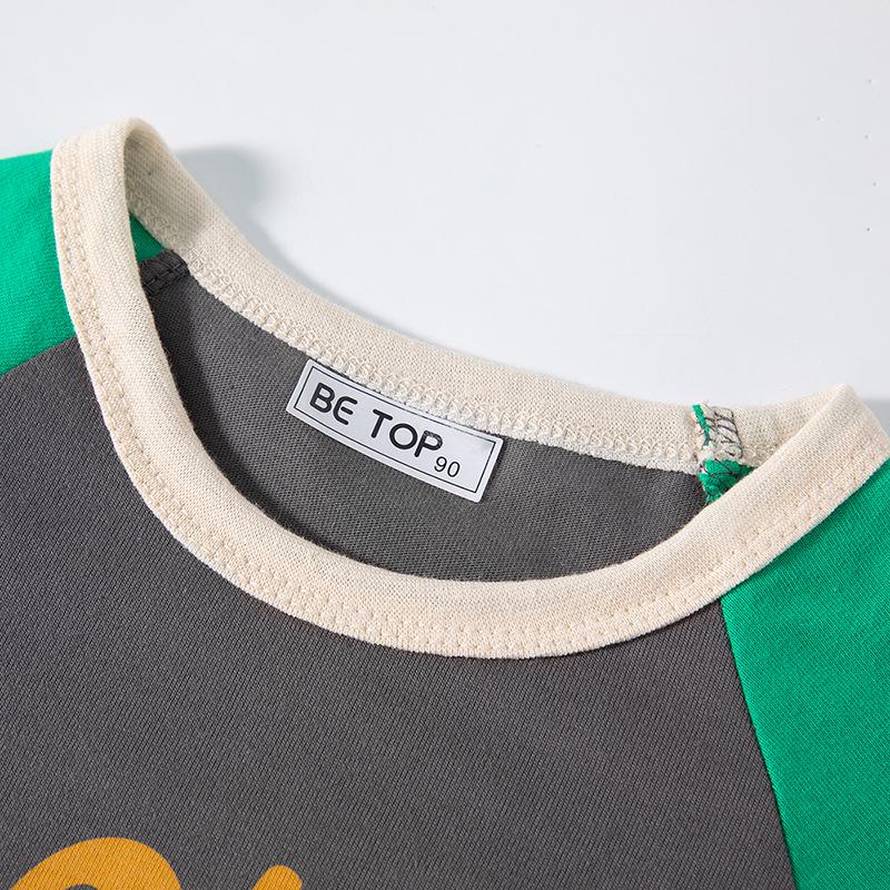 Дитяча бавовняна футболка в корейському стилі для хлопчиків - Мультяшний принт, З довгим рукавом, Ідеальна для весни та осені