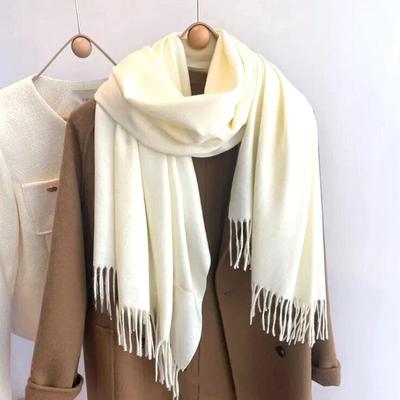 Luxuriöser Wollschal für Damen Mode Warme Kaschmirschals Koreanischer Stil Einfacher Gestrickter Schal Wickel Pashmina Bandana Weihnachtsgeschenk