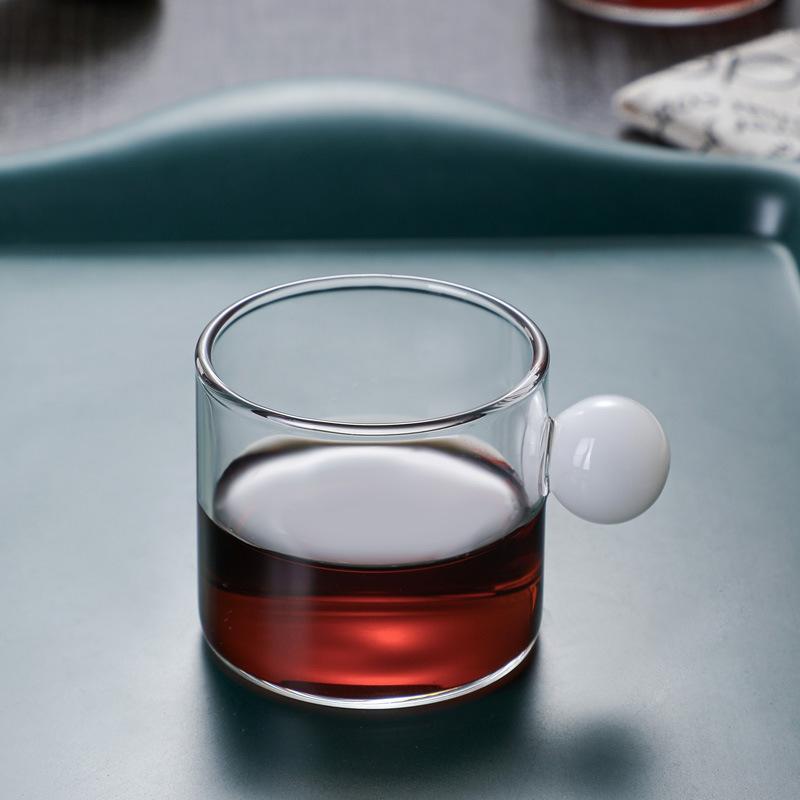 Glass small teacup with handle creative tea cup heat-resistant glass small cup