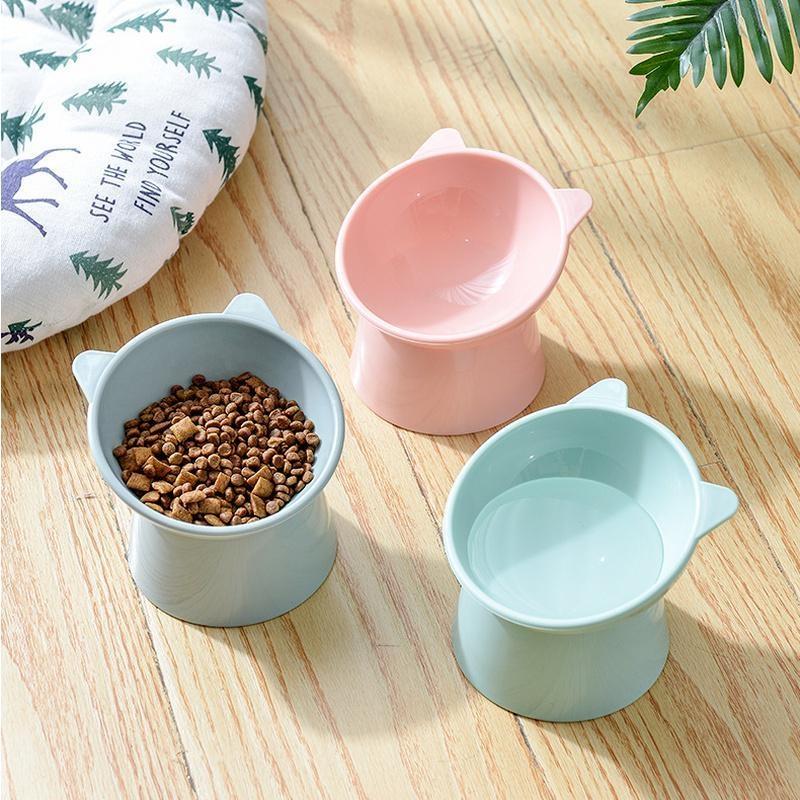 3 Colors Tall Cat Bowl Dog Bowl Anti-dumping 45°Neck Guard Cat Pet Water Bowl Binaural Pet Feeding Cup Pet Feeding Bowl