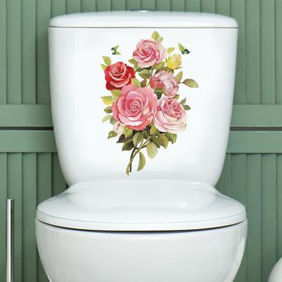 Blumenmotiv Toilettendeckel Aufkleber Wasserdicht Selbstklebend Wasserdicht Leicht abziehbar Rückstandsfrei Badezimmerwand