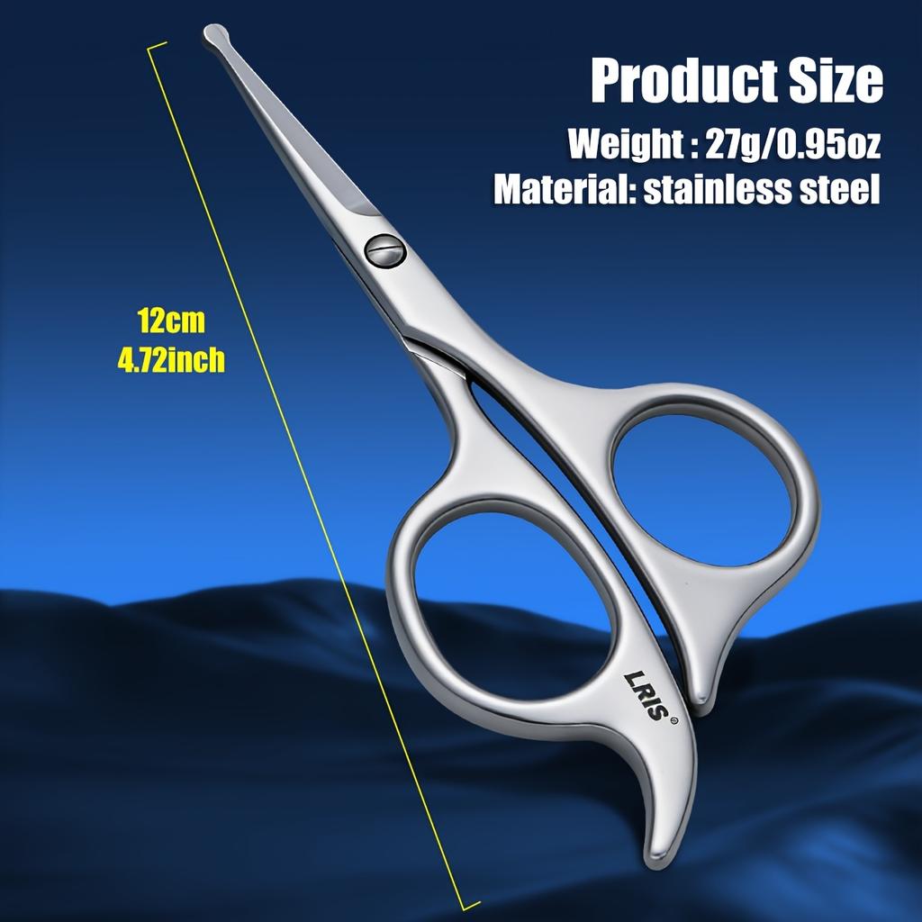 Stainless Steel Safety Nose Hair Scissors - Rounded Tip Grooming Tool for Men & Women, Precise Trimming for Facial Hair, Beard & Eyebrows