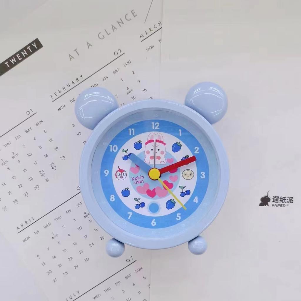 Early Education Silent Alarm Clock Student with Bedside Mini Round Table Children's Room Desk Cute Cartoon Desktop Clock
