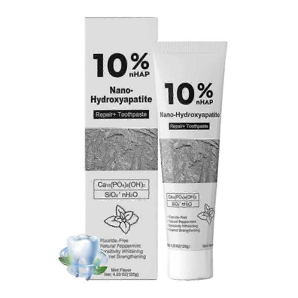 10%nHAP Nano Hydroxyapatite Toothpaste for Sensitive Teeth - Advanced Enamel Repair Fluoride-Free & Teeth Whitening Formula, Fresh Mint Flavor