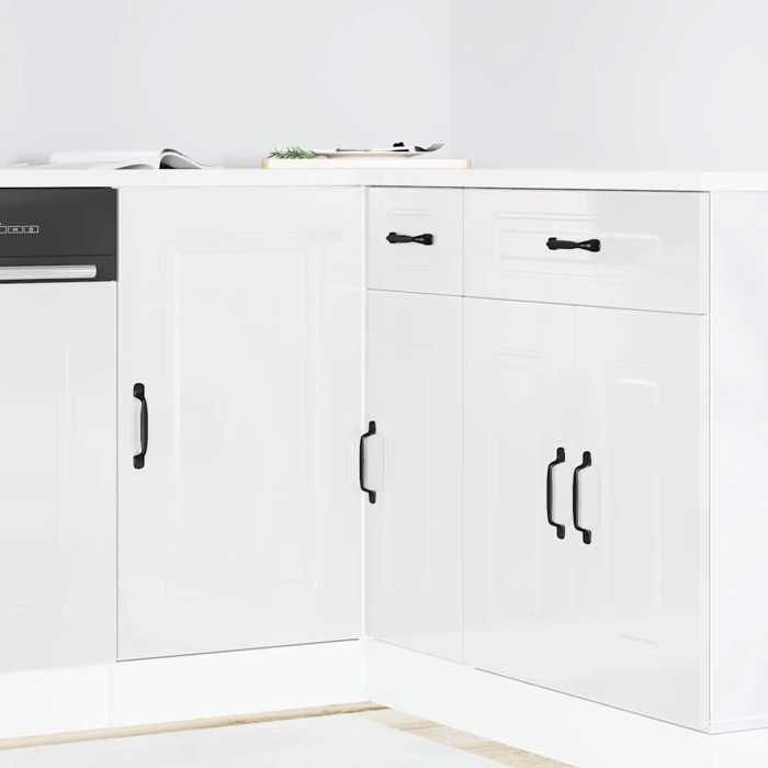 VidaXL Kitchen Cabinet Kalmar Glossy White Engineered Wood, Sink Cabinet, Kitchen Cabinet with Drawer 854320